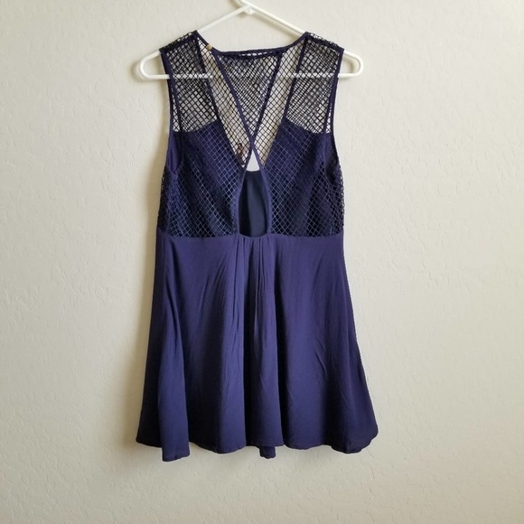 NWT Finders Keepers Navy Blue Mesh Mini Dress S - Picture 5 of 7